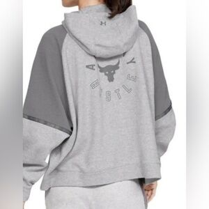 Under Armour Project Rock Hoodie Sweatshirt Large Gray All Day Hustle Oversized